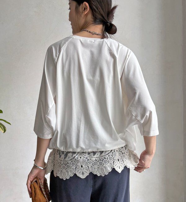  「【WEB限定】異素材切替ドロストプルオーバー」|Tシャツ・カットソー|