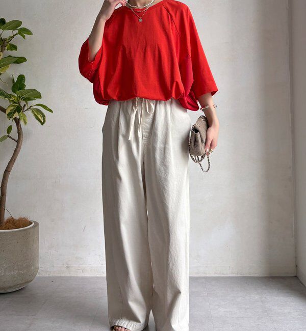  「【WEB限定】異素材切替ドロストプルオーバー」|Tシャツ・カットソー|