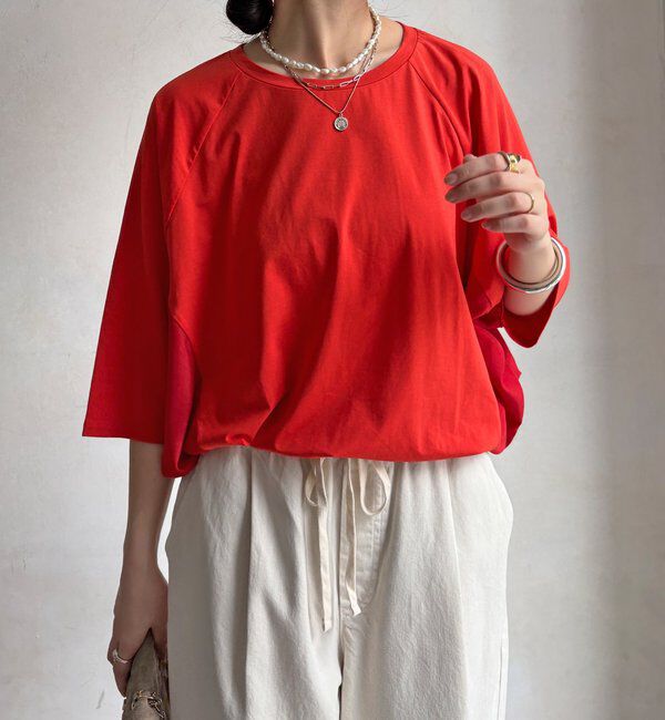  「【WEB限定】異素材切替ドロストプルオーバー」|Tシャツ・カットソー|