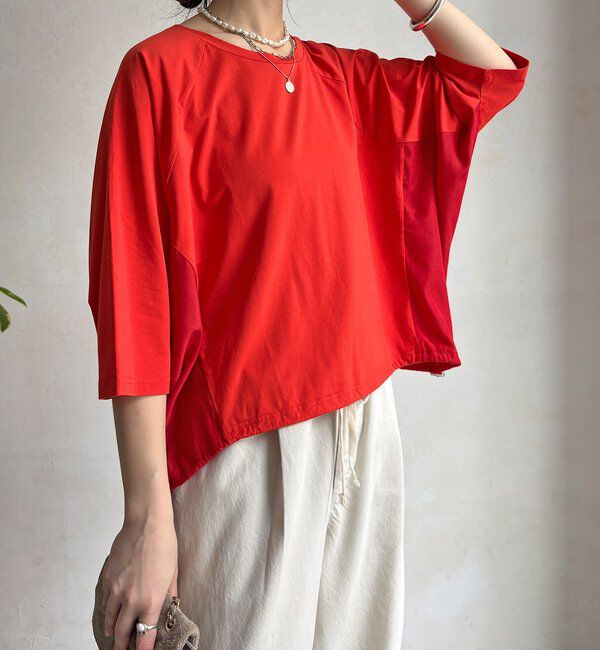  「【WEB限定】異素材切替ドロストプルオーバー」|Tシャツ・カットソー|