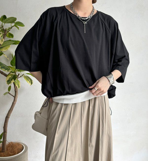  「【WEB限定】異素材切替ドロストプルオーバー」|Tシャツ・カットソー|