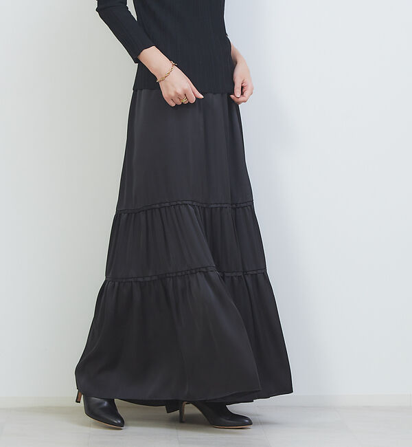 Rouge vif「切り替えギャザースカート」|スカート|ブラック