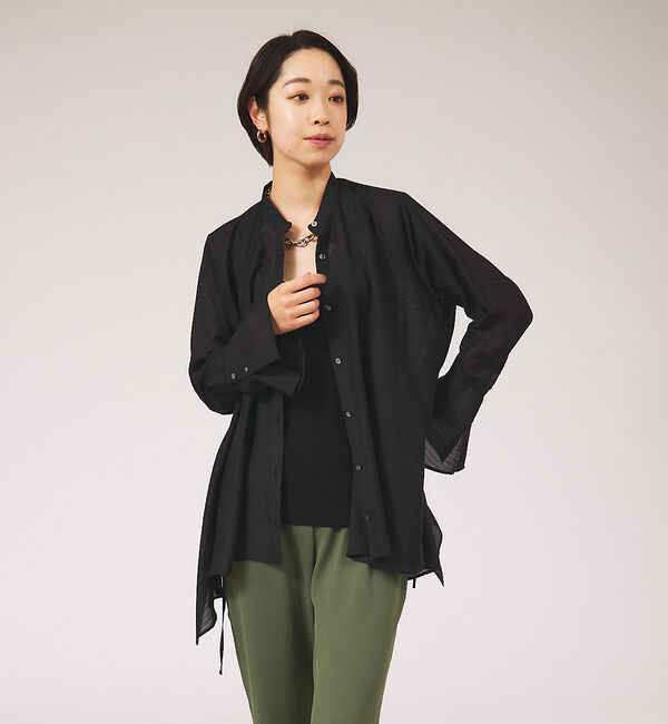 qualite「エアリージャガードブラウス」|シャツ・ブラウス|ブラック