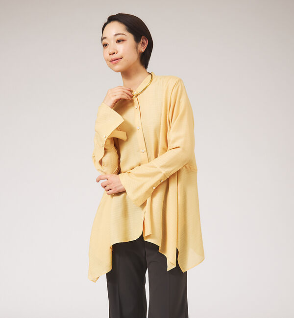 qualite「エアリージャガードブラウス」|シャツ・ブラウス|イエロー