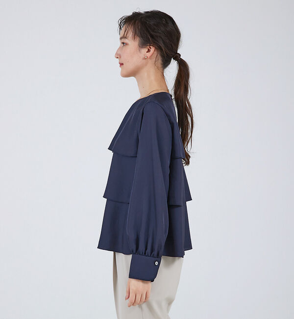 qualite「ブライトツイルティアードブラウス」|シャツ・ブラウス|