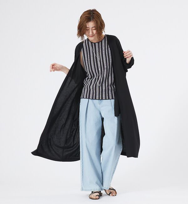 abahouse mavie「ストライプニットノースリーブプルオーバー」|ニット・セーター|