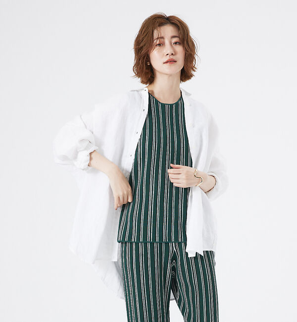 abahouse mavie「ストライプニットノースリーブプルオーバー」|ニット・セーター|