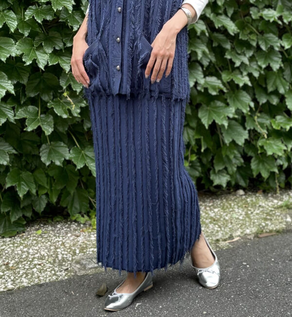 abahouse mavie「【WEB Domani掲載】【セットアップ対応】フリンジニットタイトスカート」|スカート|