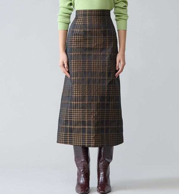 TIARA「メモリータフタチェックスカート」|スカート|ブラウン