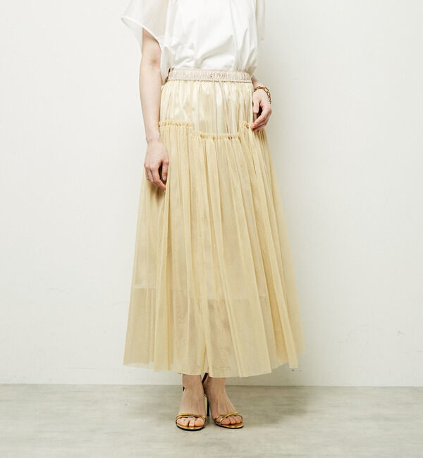 Soffitto「2WAYラメチュールスカート」|スカート|ベージュ系その他