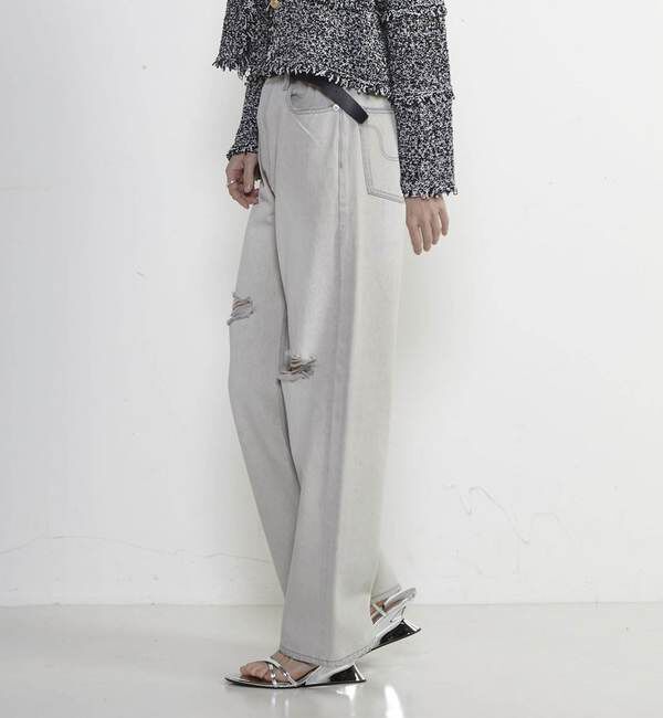 Soffitto「前スリット加工デニムパンツ」|デニム|