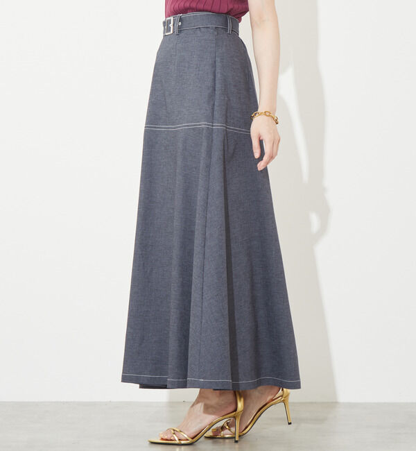 Soffitto「デニム調麻混ベルト付きスカート」|スカート|
