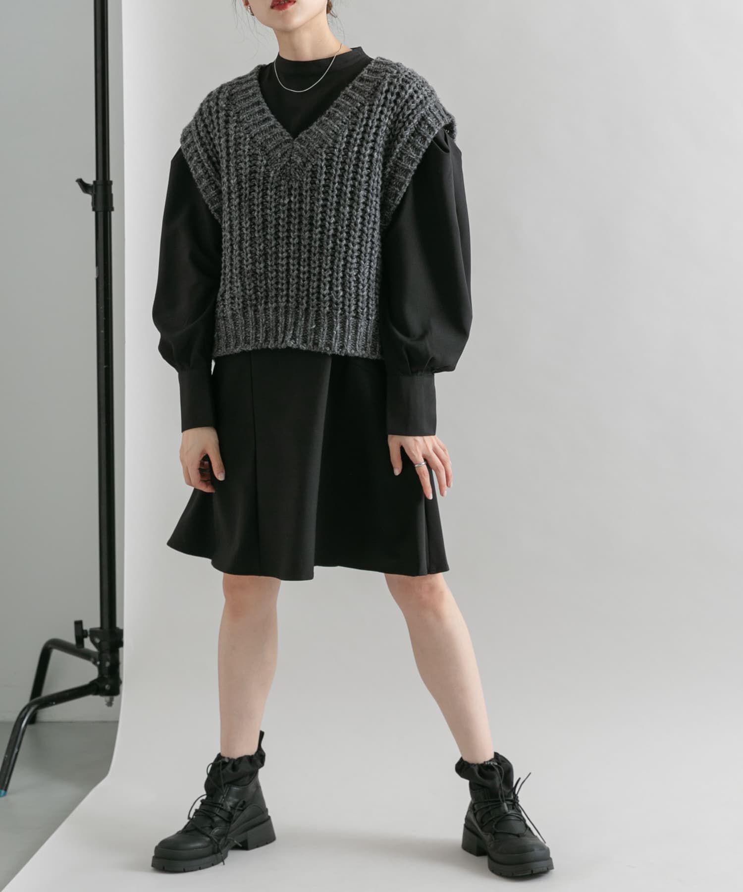  「タックスリーブミニワンピース」|ワンピース|