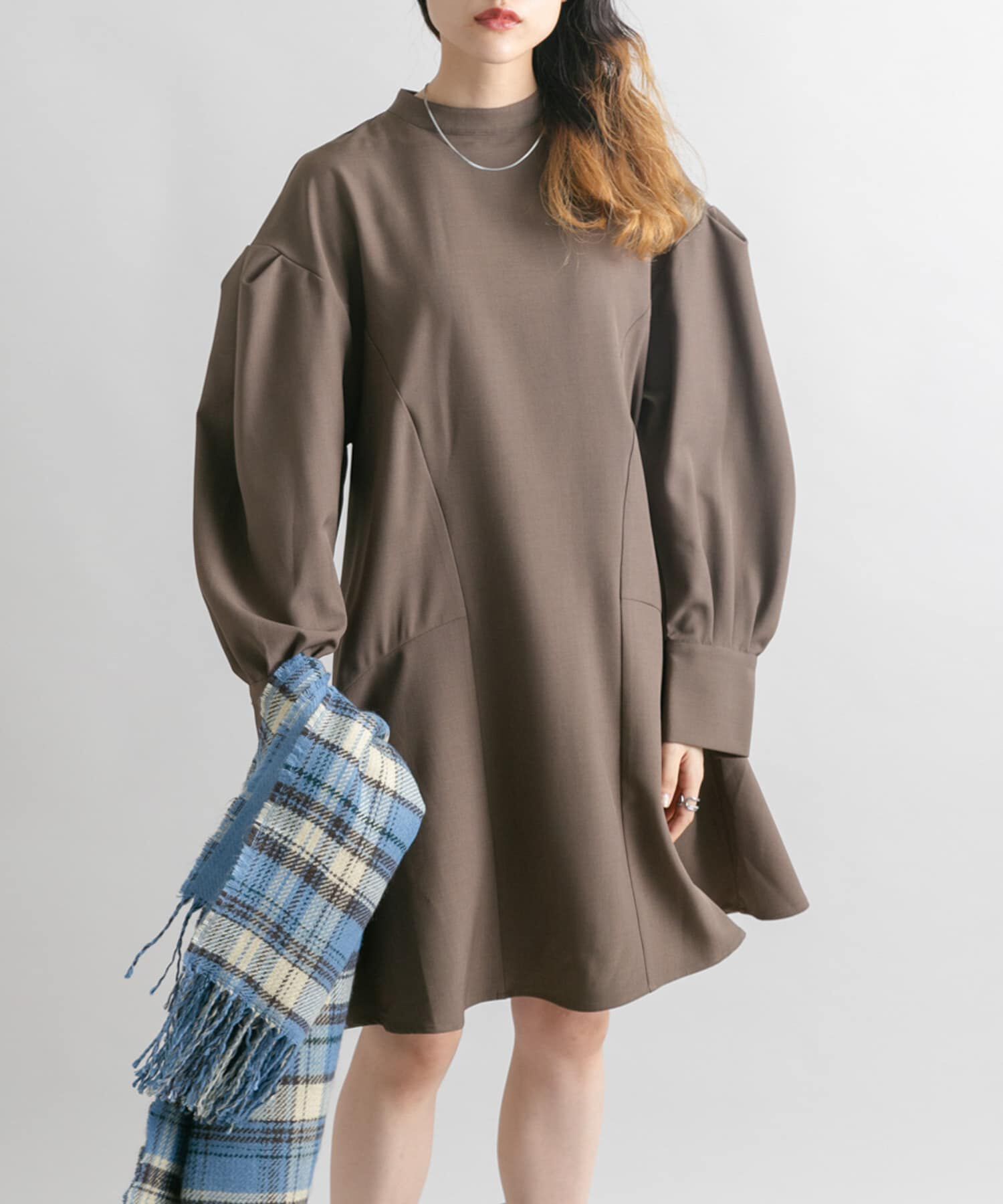  「タックスリーブミニワンピース」|ワンピース|