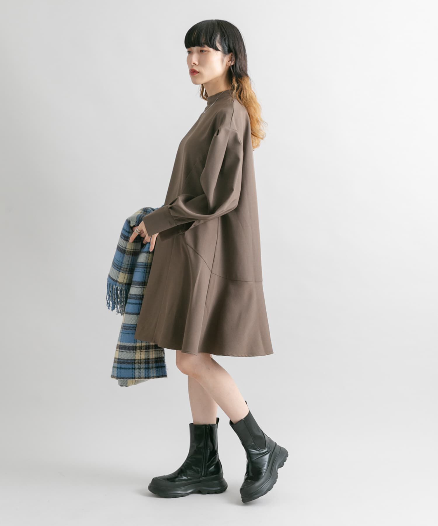  「タックスリーブミニワンピース」|ワンピース|