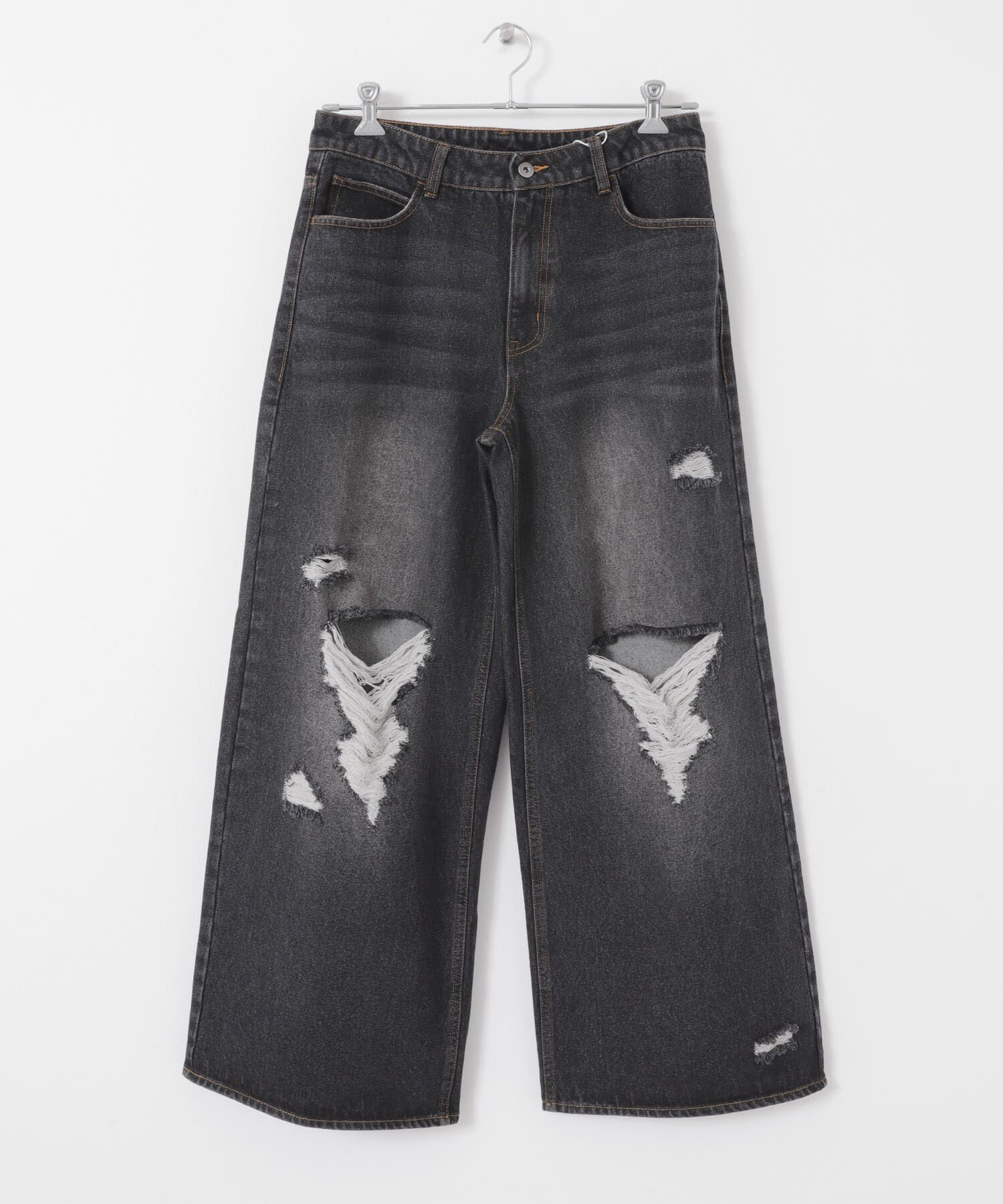 SENSE OF PLACE by URBAN RESEARCH「『ユニセックス』ダメージデニムワイドパンツ」|デニム|