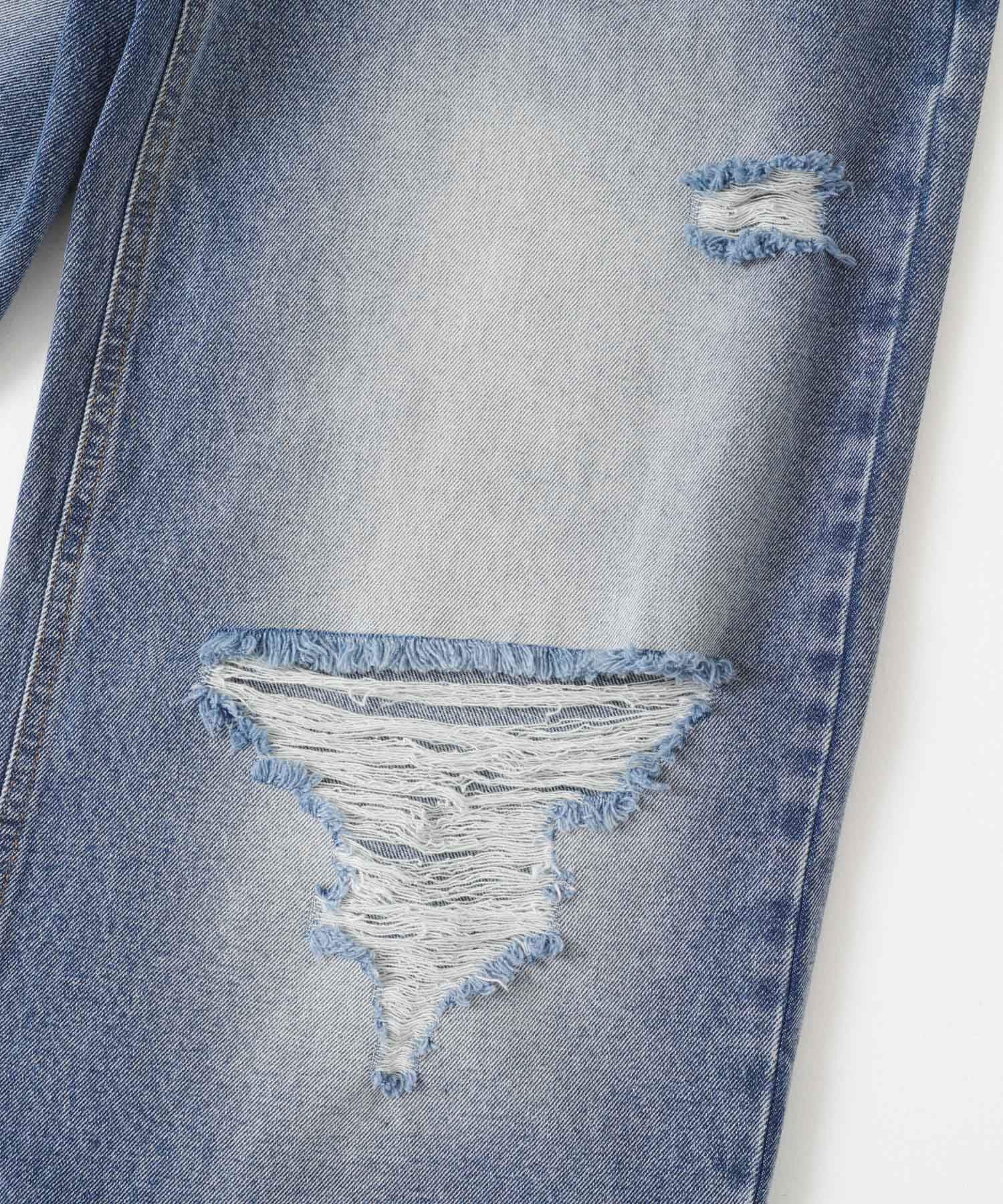 SENSE OF PLACE by URBAN RESEARCH「『ユニセックス』ダメージデニムワイドパンツ」|デニム|