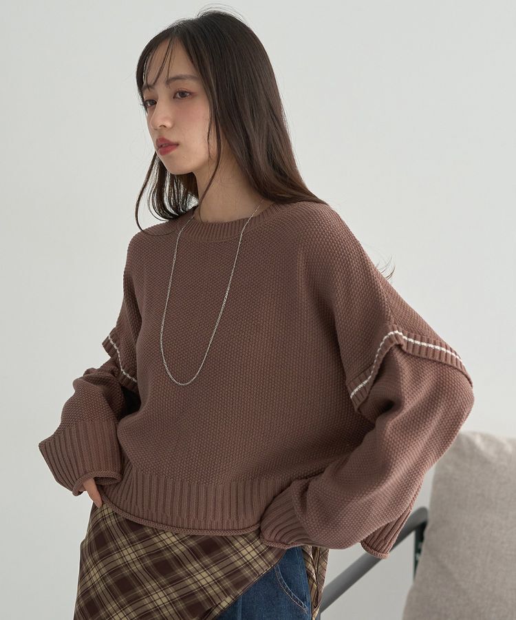 earth music&ecology「アンチピリングC/A選べる丈配色ニット」|ニット・セーター|