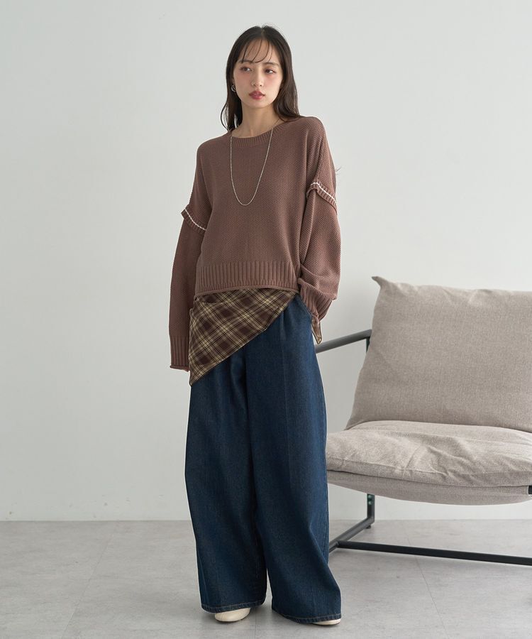 earth music&ecology「アンチピリングC/A選べる丈配色ニット」|ニット・セーター|