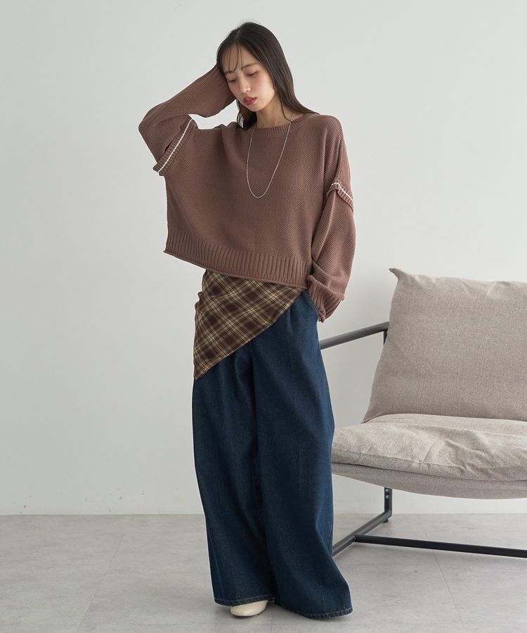 earth music&ecology「アンチピリングC/A選べる丈配色ニット」|ニット・セーター|