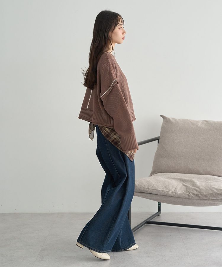 earth music&ecology「アンチピリングC/A選べる丈配色ニット」|ニット・セーター|