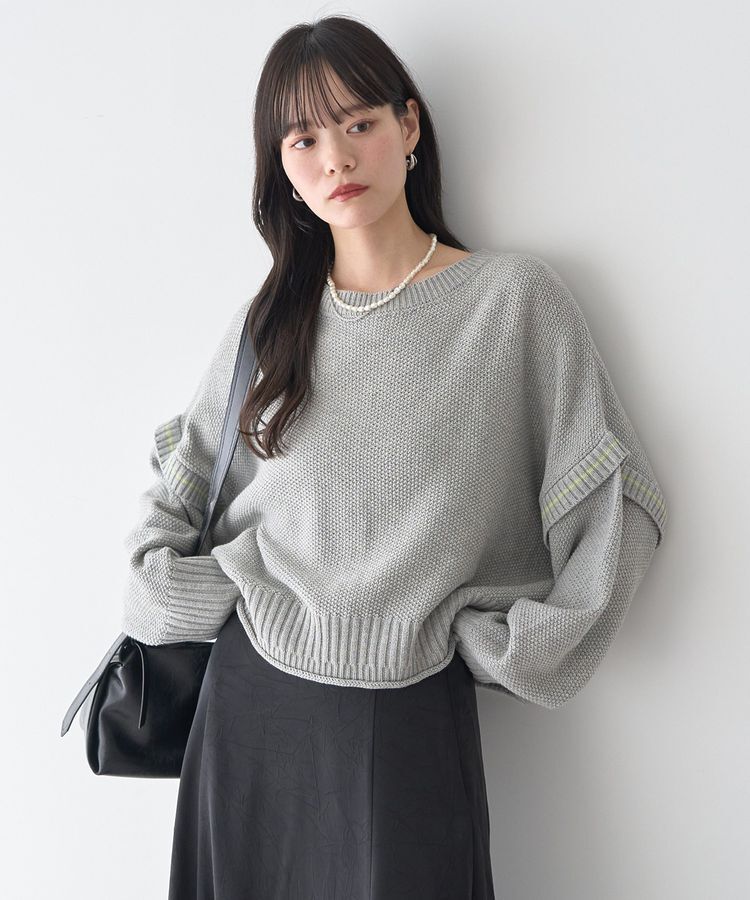 earth music&ecology「アンチピリングC/A選べる丈配色ニット」|ニット・セーター|