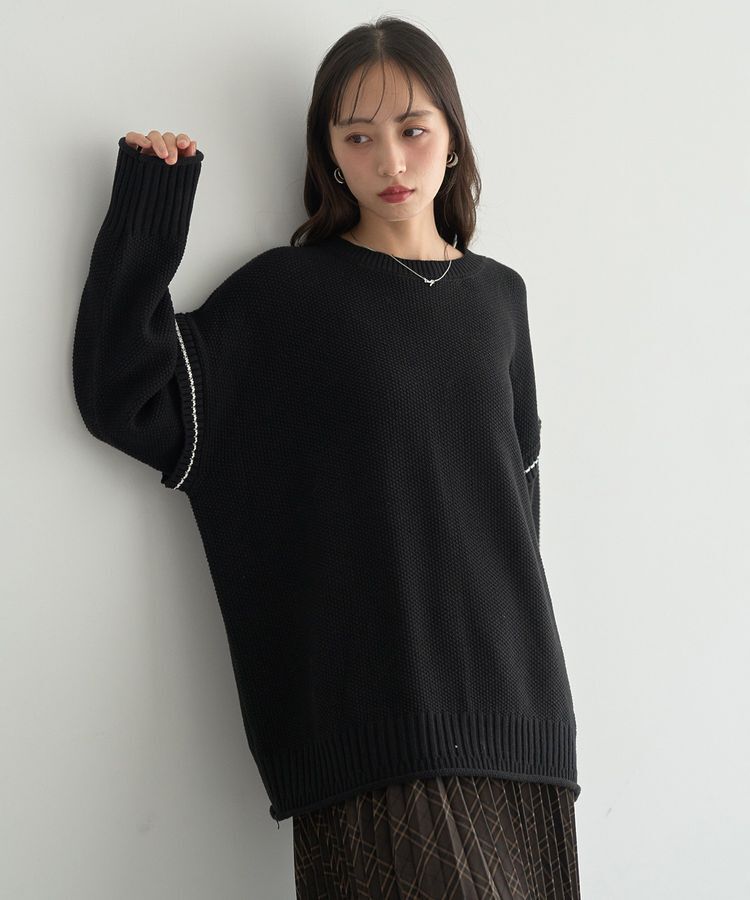 earth music&ecology「アンチピリングC/A選べる丈配色ニット」|ニット・セーター|