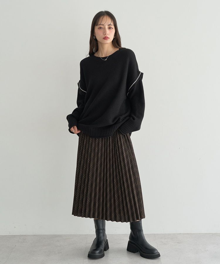 earth music&ecology「アンチピリングC/A選べる丈配色ニット」|ニット・セーター|