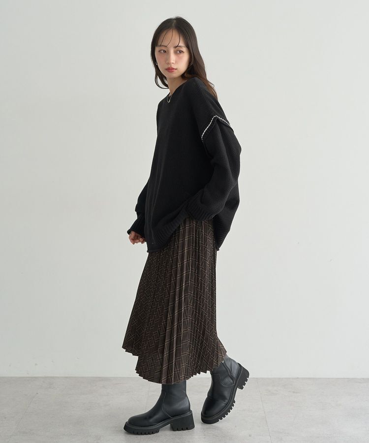 earth music&ecology「アンチピリングC/A選べる丈配色ニット」|ニット・セーター|