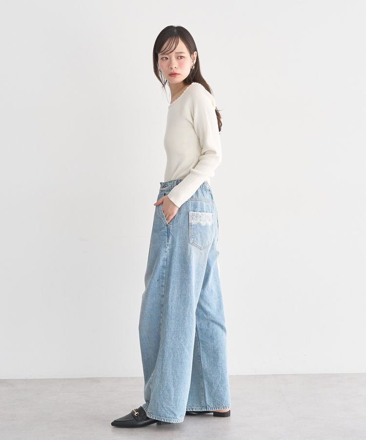 earth music&ecology「レーストリムリブニットプルオーバー」|ニット・セーター|