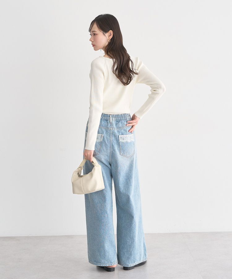 earth music&ecology「レーストリムリブニットプルオーバー」|ニット・セーター|