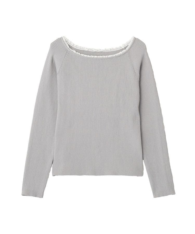 earth music&ecology「レーストリムリブニットプルオーバー」|ニット・セーター|