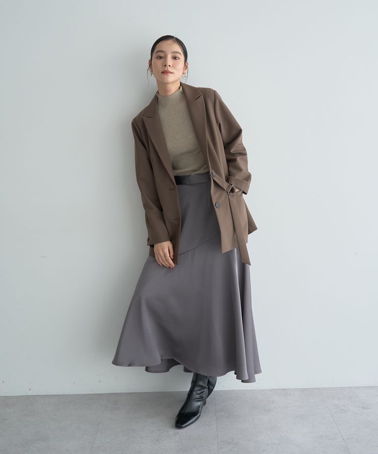 YECCA VECCA「アシメマーメイドサテンスカート」|スカート|Charcoal Gray