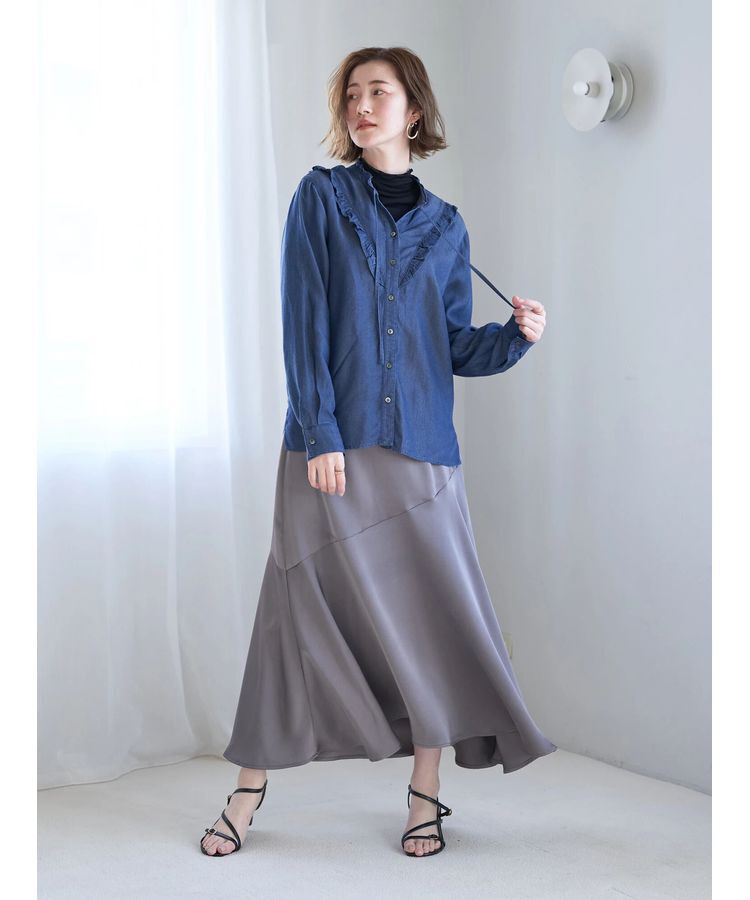 YECCA VECCA「アシメマーメイドサテンスカート」|スカート|