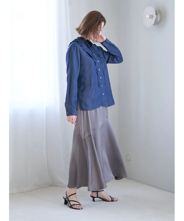 YECCA VECCA「アシメマーメイドサテンスカート」|スカート|