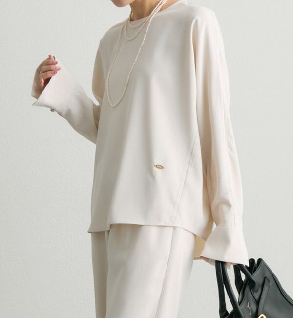  「【Du noir】ハンド風ステッチストレッチジョーゼットプルオーバー」|プルオーバー|