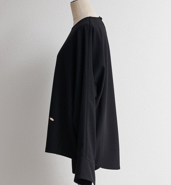  「【Du noir】ハンド風ステッチストレッチジョーゼットプルオーバー」|プルオーバー|