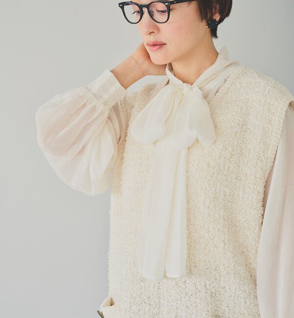  「シアーリボンタイ2WAYブラウス」|シャツ・ブラウス|オフホワイト