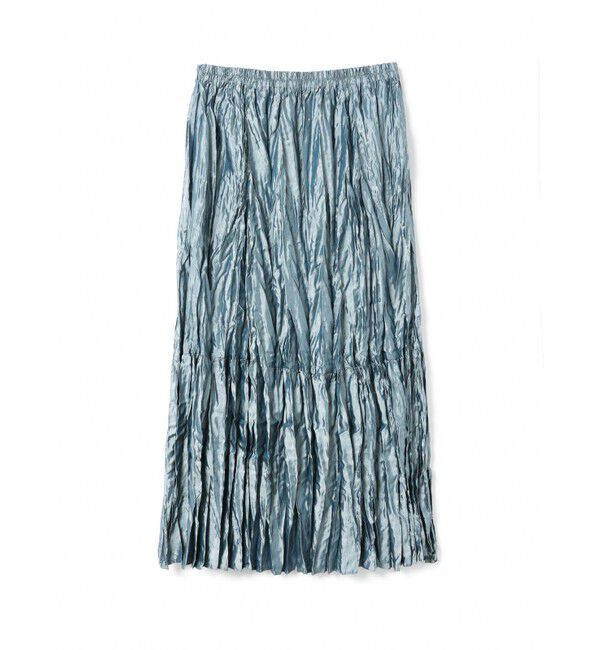 mizuiro ind「mizuiro ind サテンワッシャープリーツスカート」|スカート|スモークブルー