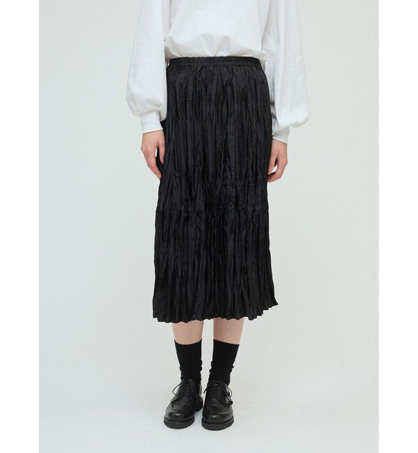 mizuiro ind「mizuiro ind サテンワッシャープリーツスカート」|スカート|