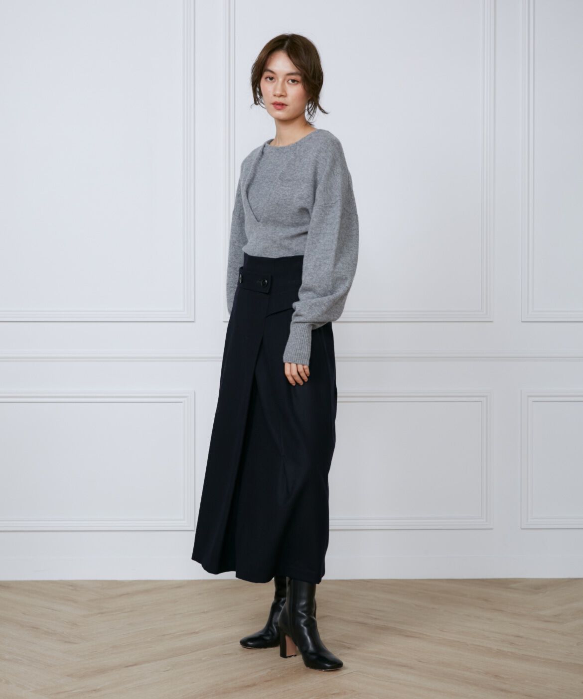 INED「フラノストレッチラップ風スカート《la veille by SUPERIOR CLOSET》」|スカート|