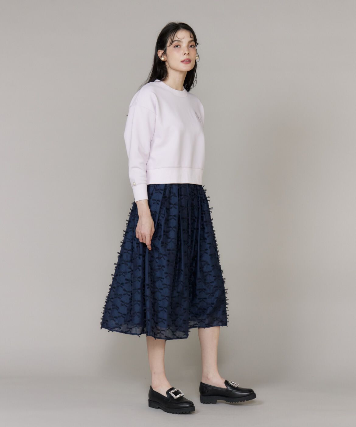 Maglie le cassetto「チュールリボン刺繍スカート」|フレア|