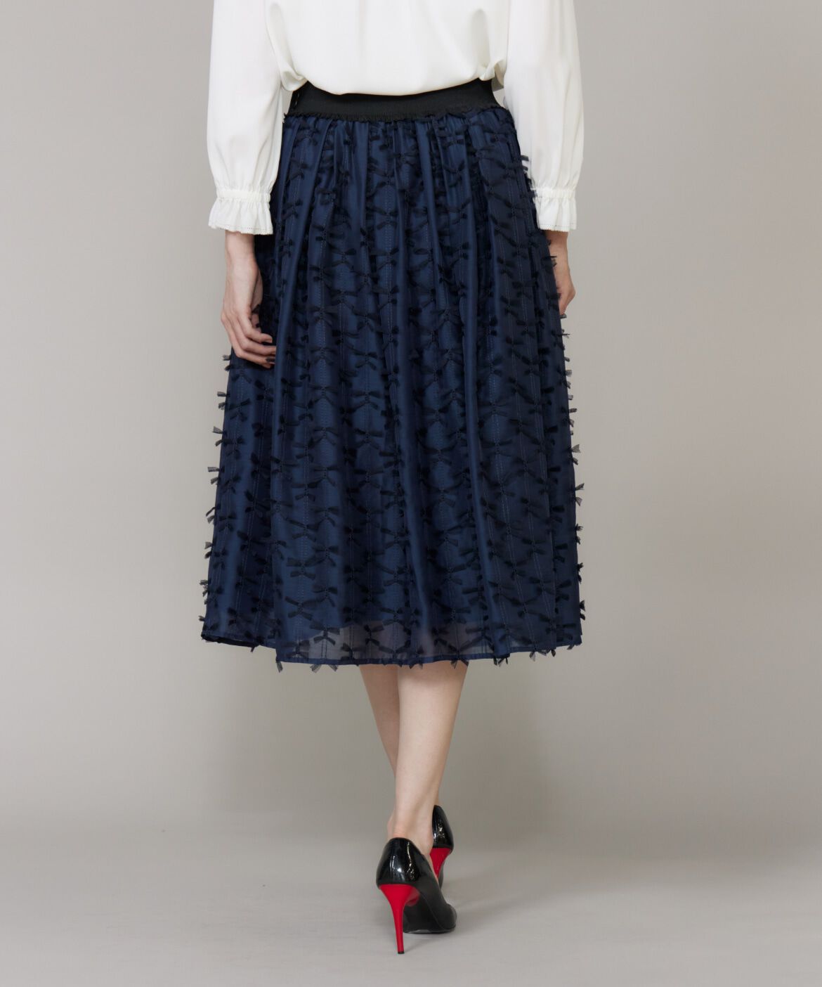 Maglie le cassetto「チュールリボン刺繍スカート」|フレア|