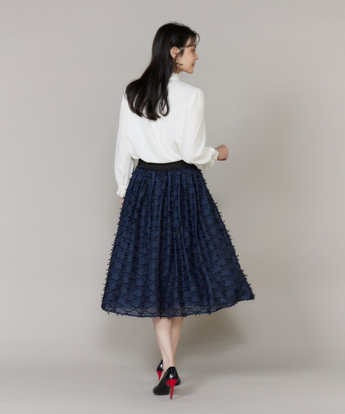Maglie le cassetto「チュールリボン刺繍スカート」|フレア|