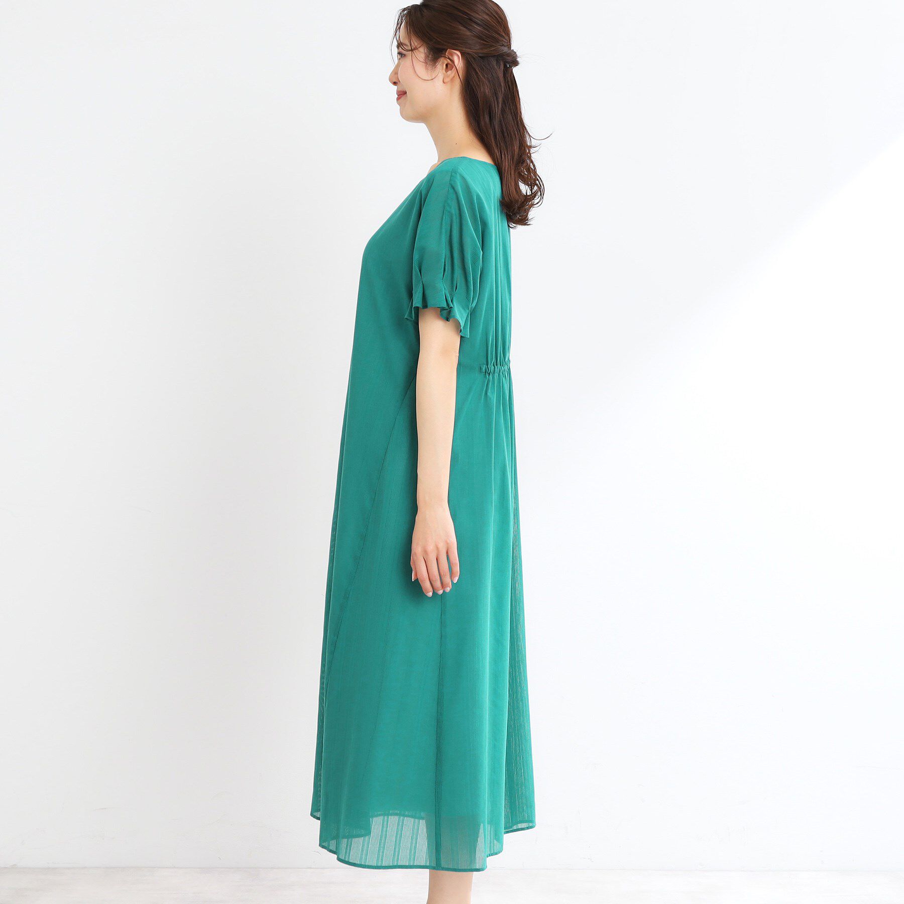 Reflect「【夏SALE／一枚で決まる◎／手洗い可】シアーストライプソフトAラインワンピース」|ワンピース|