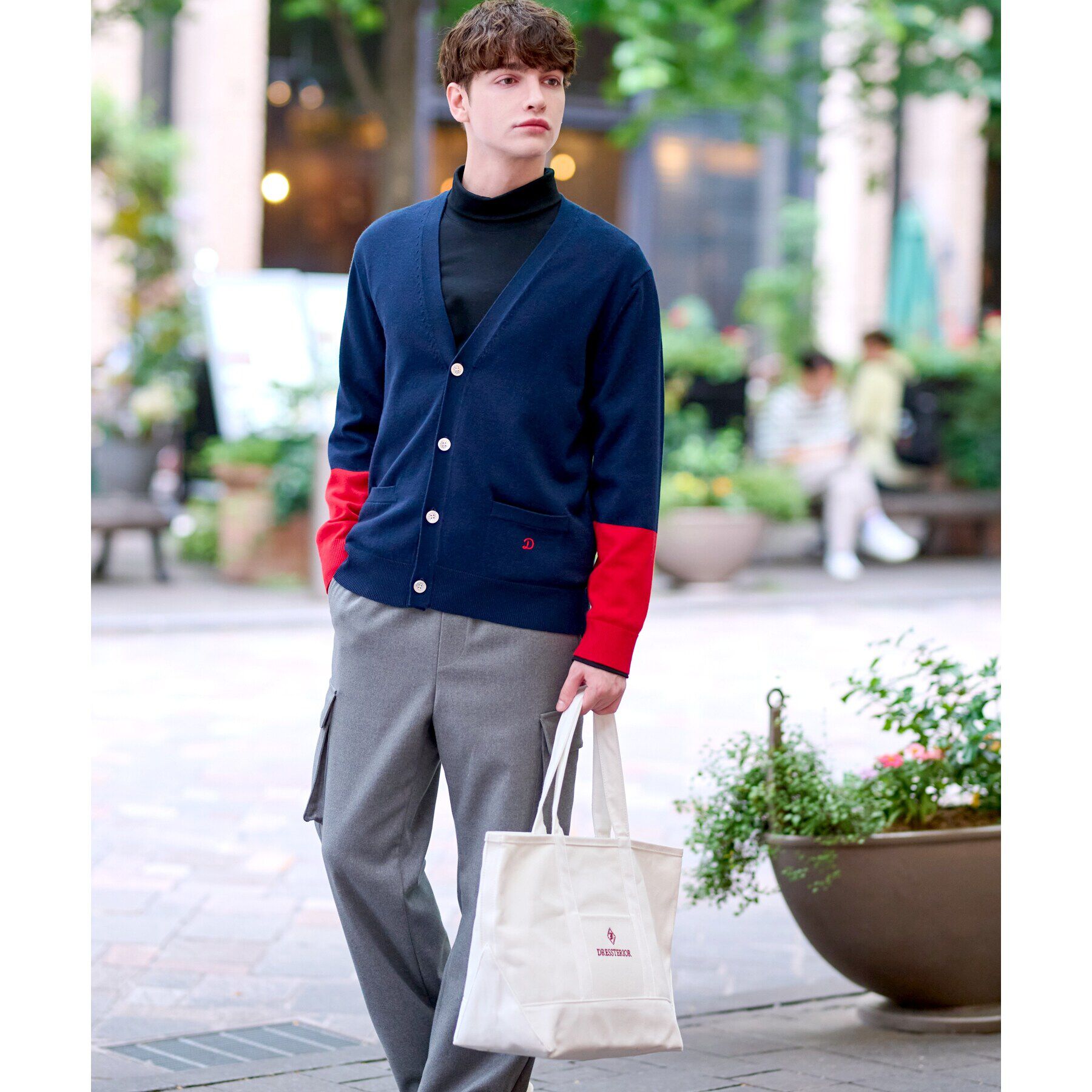 DRESSTERIOR「スリーブカラーブロックカーディガン」|カーディガン|