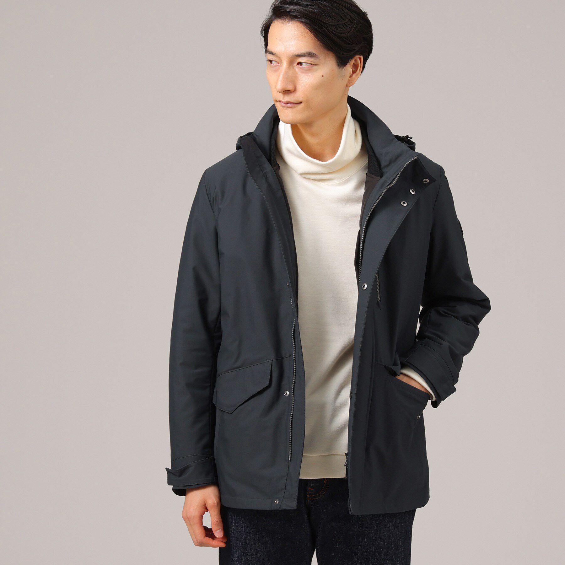 TAKEO KIKUCHI「【3WAY／撥水】ドビーメモリー ダウンライナーブルゾン」|ブルゾン・スタジャン|ネイビー(093)