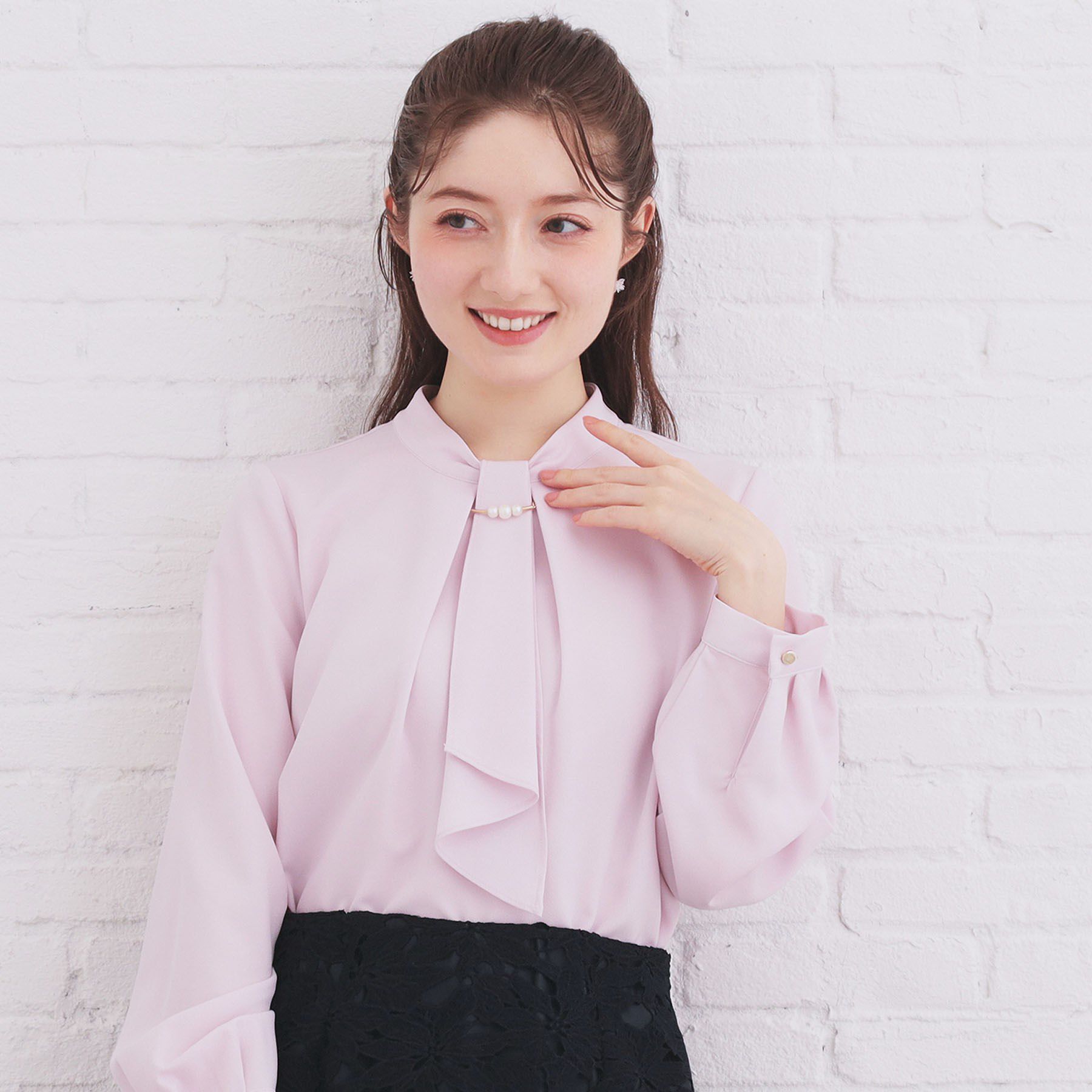 index「ボウタイタックブラウス【洗濯機OK/防シワ】《XS～3L》」|シャツ・ブラウス|