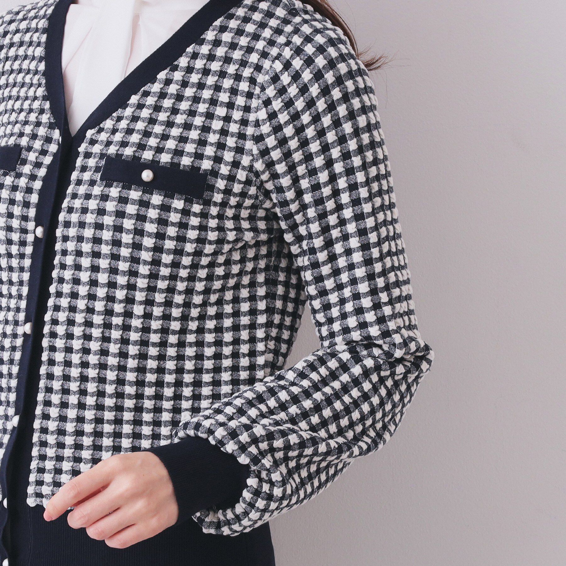 index「チェックジャカードカーディガン【洗濯機OK】」|カーディガン|