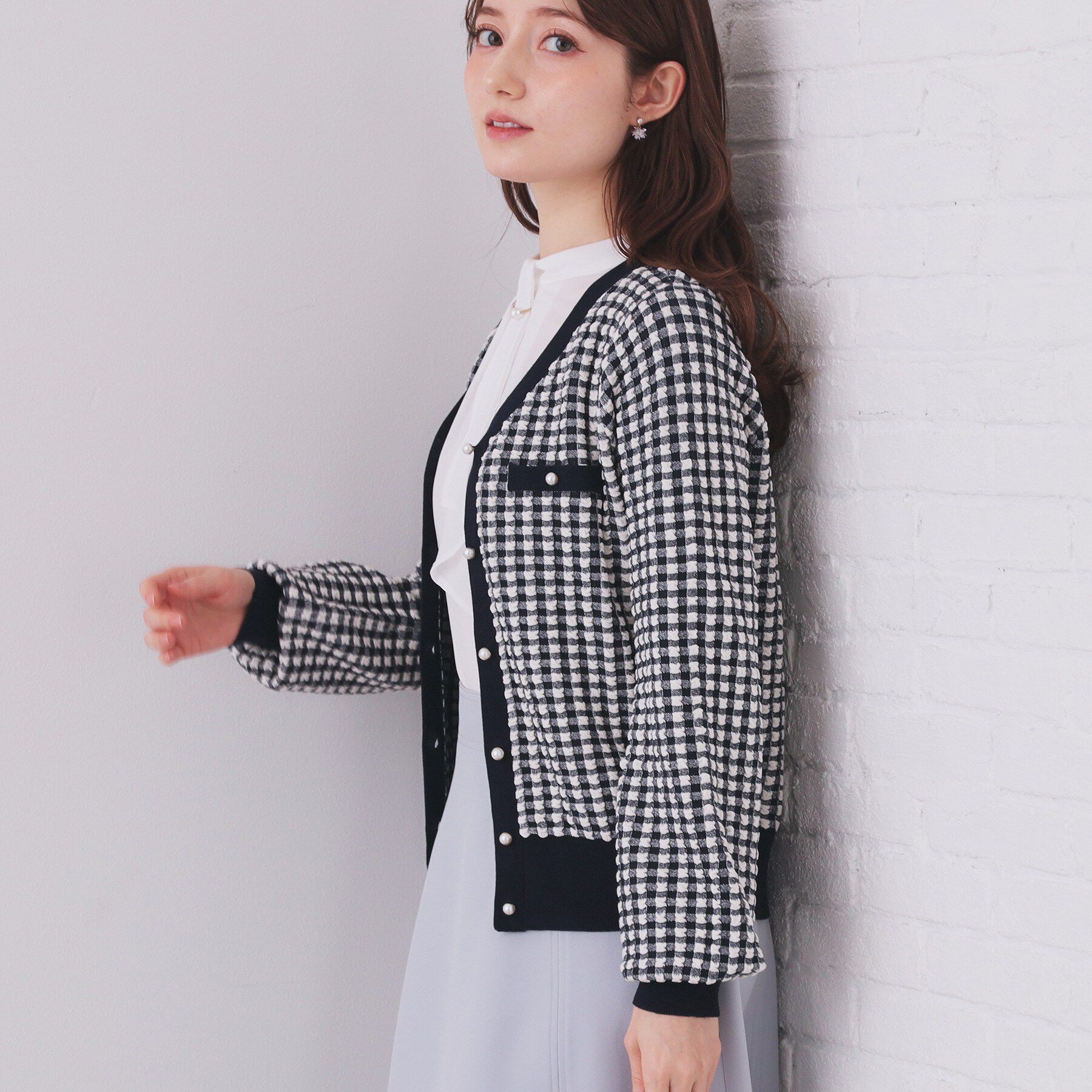index「チェックジャカードカーディガン【洗濯機OK】」|カーディガン|